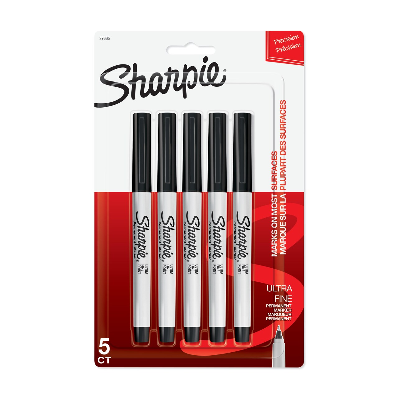 Sharpie Marker Set, Carded Packaging, Ultra-Fine, 5/Pkg., Black